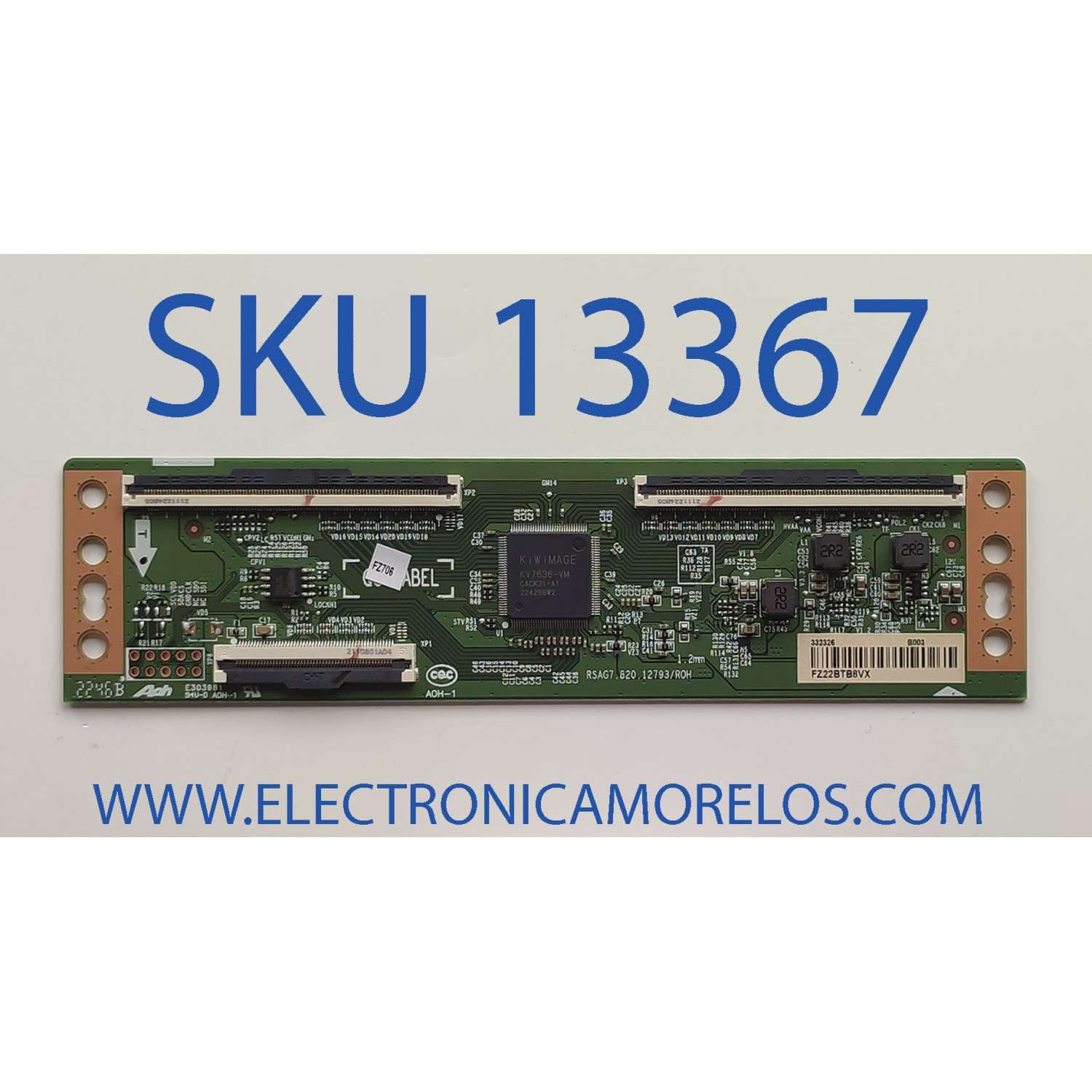 T-CON ORIGINAL PARA TV HISENSE / NUMERO DE PARTE 332326 / RSAG7.820.12793/ROH / PANEL HD580X1U93-TAL5 / DISPLAY CV580U1-T01 REV:02 / MODELO 58R6E